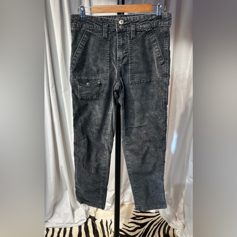 Distressed Blk Corduroy Utility Pants Size 4
